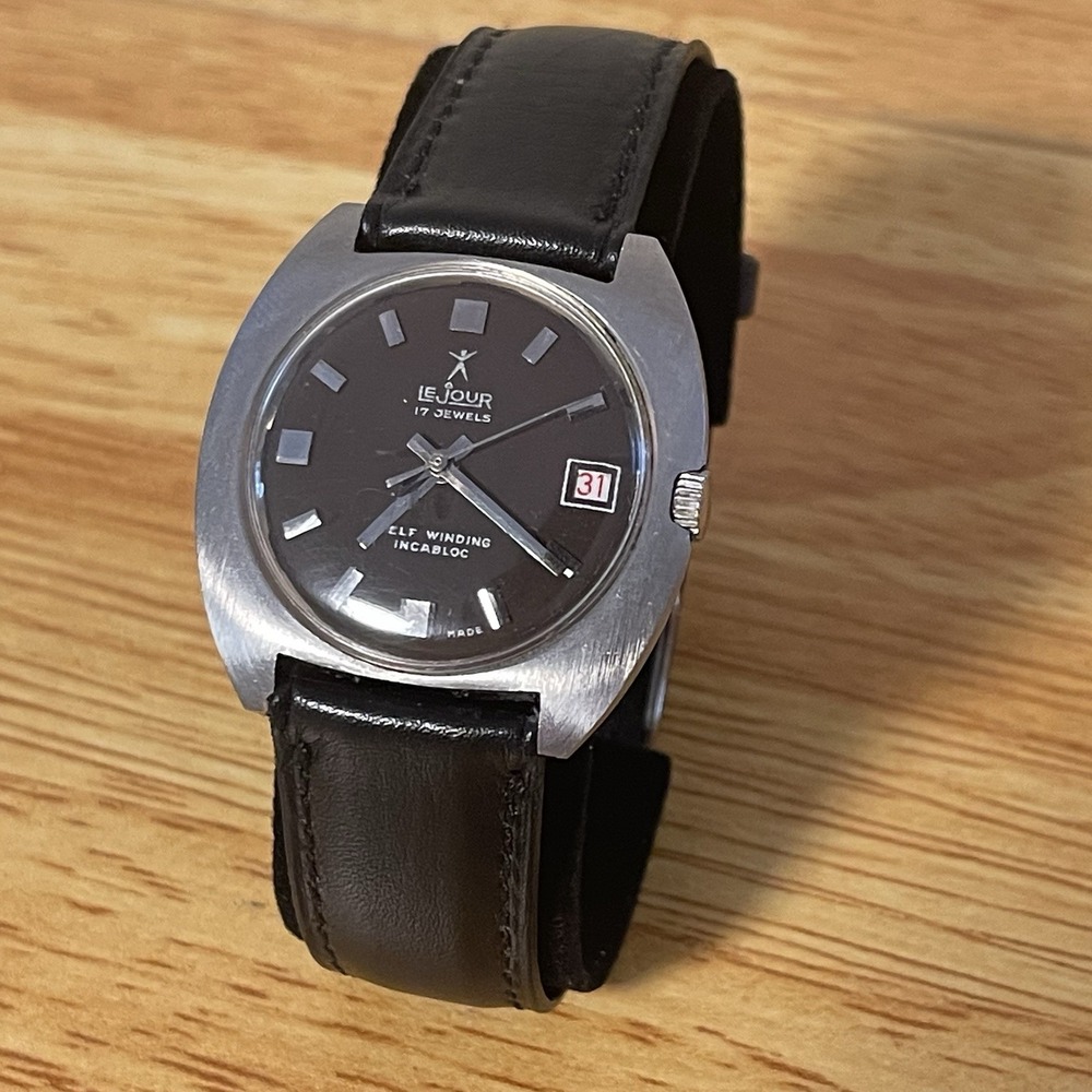 70s-60s LeJour Men's Vintage Automatic Watch 21 Jewels Day Date